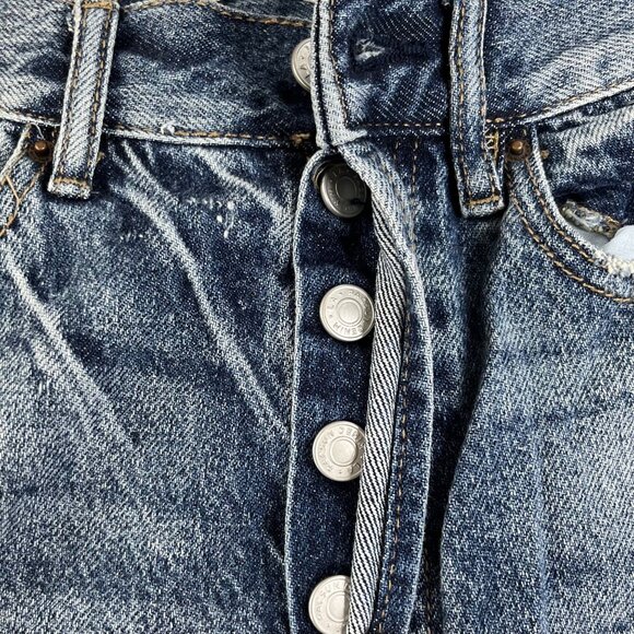 PacSun Button Fly Jeans Womens Size 24 Waist Ultra High Rise Slim Distressed - Picture 8 of 13